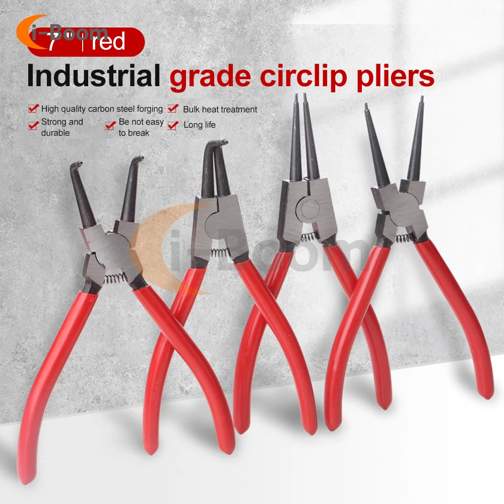 Circlip Alicadores Precision Primavera Loaded Tool Interno Externo Anel Remover Instalação Ferramenta em Linha Reta 90 ° Curvo Mandíbula Ponta 1pc