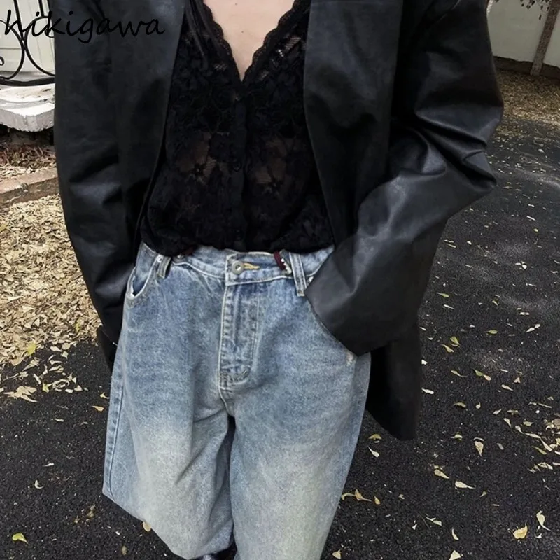 Long Sleeve Lace Blouses Women Clothing 2025 Blusas Mujer De Moda Hollow Out Sexy Tops See Through Fashion Summer White Shirts image 2