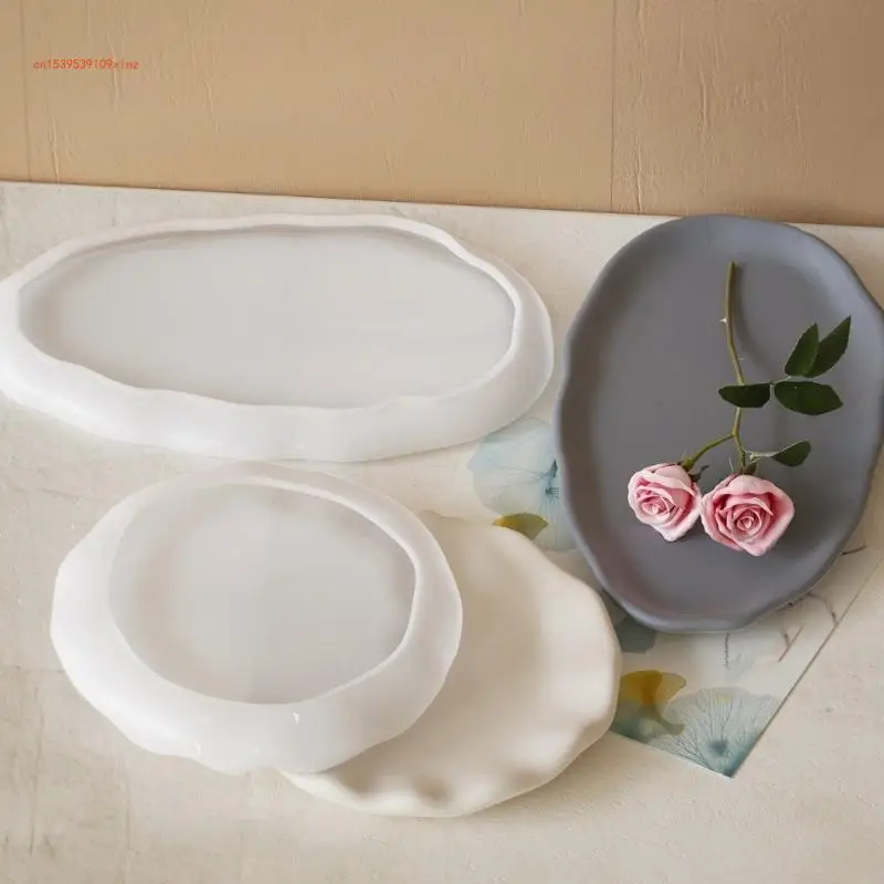 Large Oval Sturdy Silicone Tray Molds for Resin and Concrete Craft Supplies Home Decoration Dish Castes Daily Use