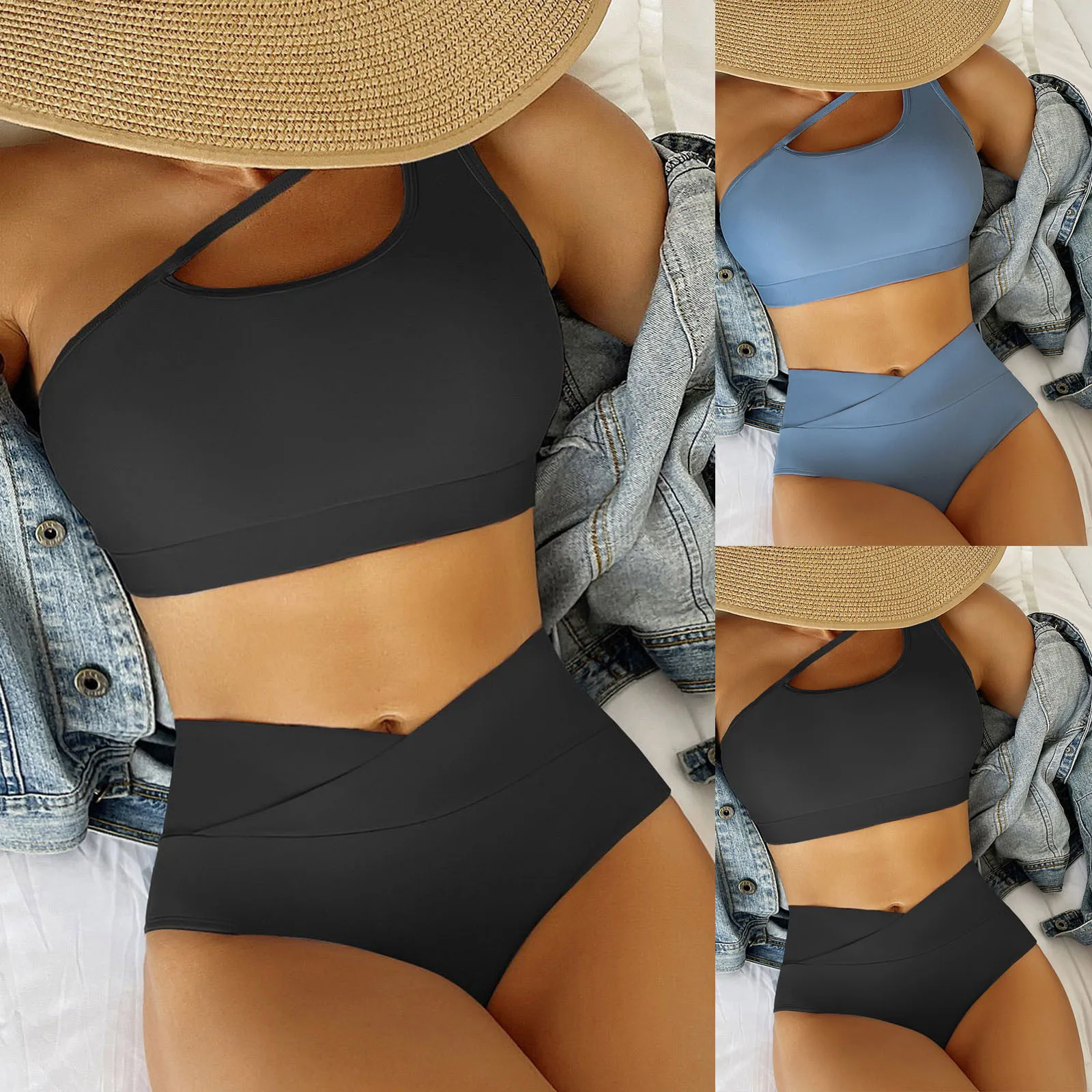 

Women Soild Print Bikinis Swimsuit Sexy Push Up Bikini Set Two Pieces Beach Bathing Suit Swimwear