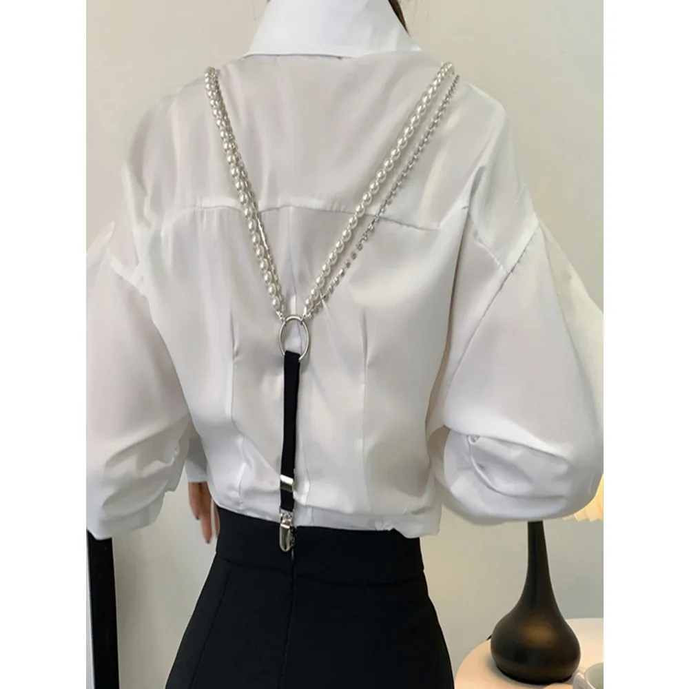 Kobiety Faux Pearl & Rhinestone Clip Suspender Śliczna biżuteria Cosplay