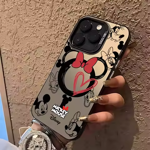 Cartoon Art Mickeys Minnies Magsafe Magnetic Case for Samsung S25 S24 S23 S22 S21 S20 FE Plus Ultra 5G Soft Silver Plated Cover