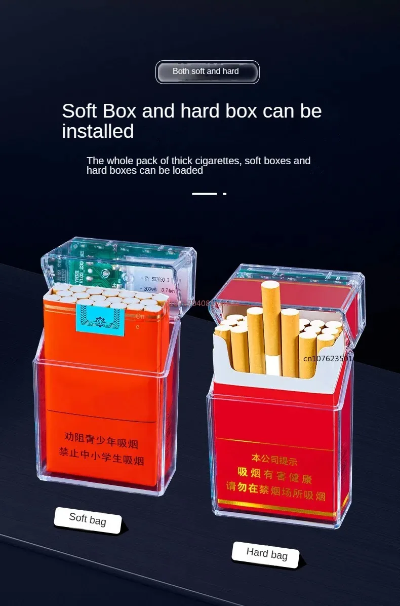 Type-C Rechargeable Cigarette Case, Transparent Shell, Visible Flash, 20- Pack Lighter, Integrated Cigarette Case, Brand New - AliExpress 15
