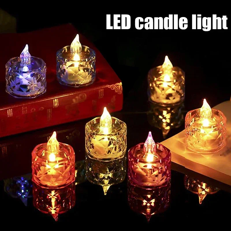 10/3Pcs Electronic Candle Lamp LED Reflective Candles Light Acrylic Candles Random Color Wedding Birthday Party Decorative Lamps