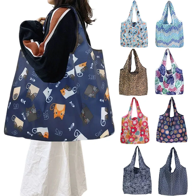 Large Shopping Bag Reusable Eco Bag Grocery Package Beach Toy Storage Bags Shoulder Shopping Pouch Foldable Tote Pouch Package