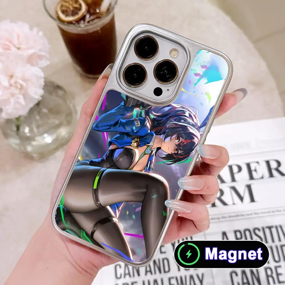 

ZZZ ZhuYuan Phone Case for iPhone 17 16 15 14 13 12 11 Air Pro Max Plus Electroplated Silver Magnet Cover