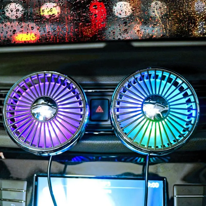 2025 New Car Air Outlet Fan USB Cooling Fan With Color Changing Light 3 Speed Fan Car Accessories For Truck And Business Vehicle