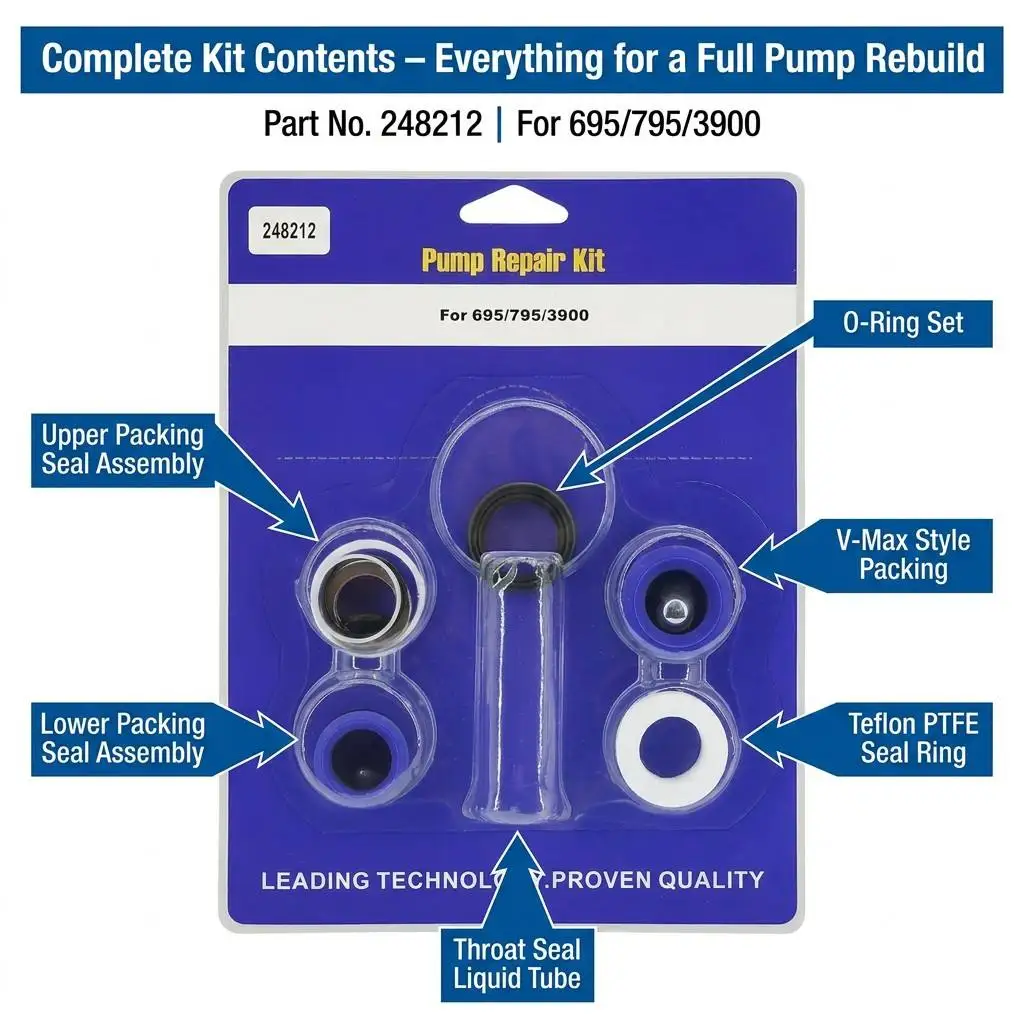 248212 Pump Repair Kit For Airless Paint Sprayer 695 795 3900 High Pressure Sprayer Seals Replacement Packing Parts