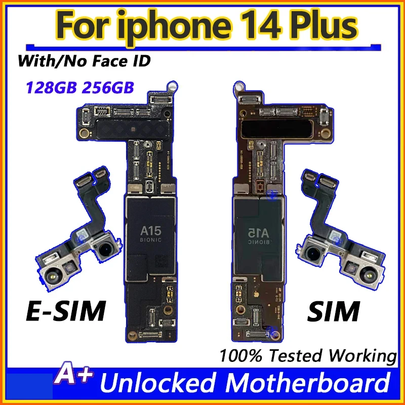 Clean ICloud per IPhone 14 Plus scheda madre sbloccata scheda madre Wokring con/No Face ID Logic Board 100% Test piastra di lavoro completa