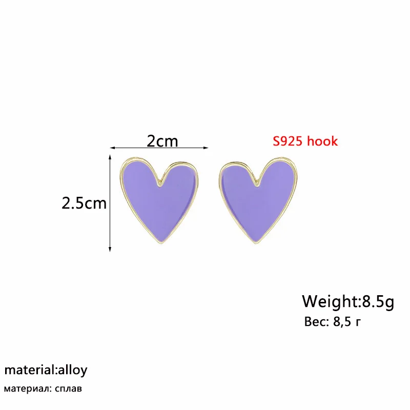 New Korean Heart Dangle Earrings for Women Enamel Irregular Heart Earrings Purple Yellow Unusual Earrings Party Gift bijoux