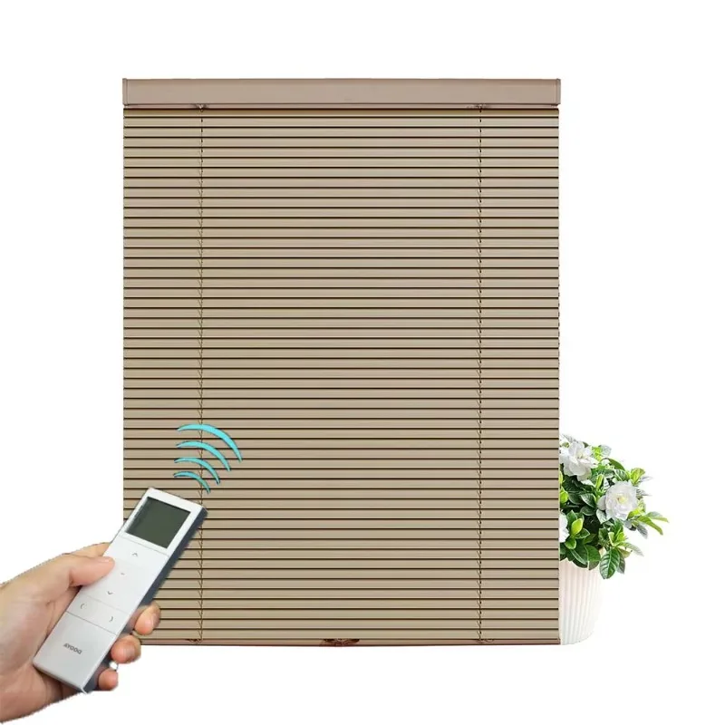 [سعر المصنع] ستائر لاسلكية أفقية أصلية من الألومنيوم للتحكم عن بعد لتزيين نافذة المكتب المنزلي