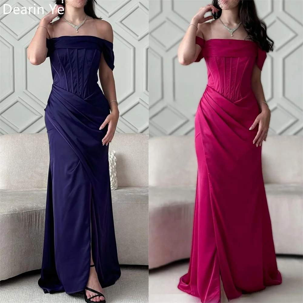 

Saudi Arabia Formal Dress Dearin Off-the-shoulder Column Floor Length Skirts Ruffle Layered Bespoke Occasion Dresses Prom Evenin