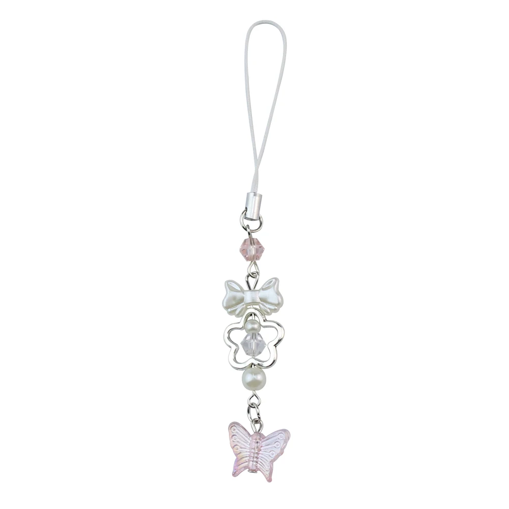 لطيف اليدوية فراشة ستار مطابقة الهاتف سحر الوردي والأبيض المفاتيح Y2K فتاة صديق الأخوات هدية للنساء