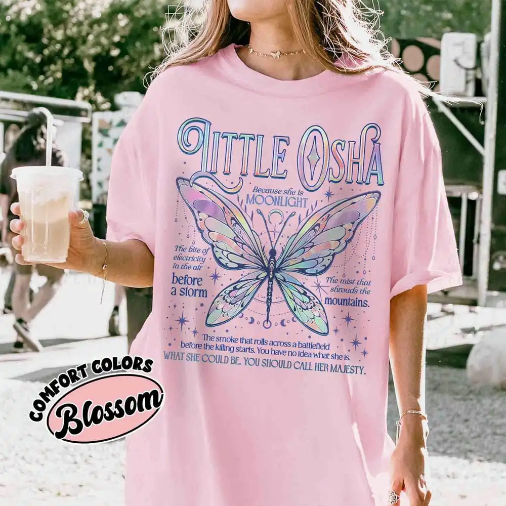 Vintage Little Oshaผีเสื้อComfortเสื้อผู้หญิงQuicksilver Callie Hart Unisex Teeผ้าฝ้ายY2K Topทุกวันอินเทรนด์Streetwear