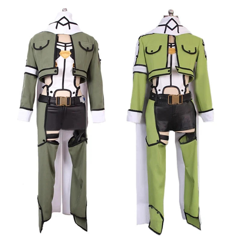 Gun Gale Online Asada Shino Cosplay Sword Art Online 2 Sinon Military Costume Sinonon Green White And Black Cos Set Women Men OI