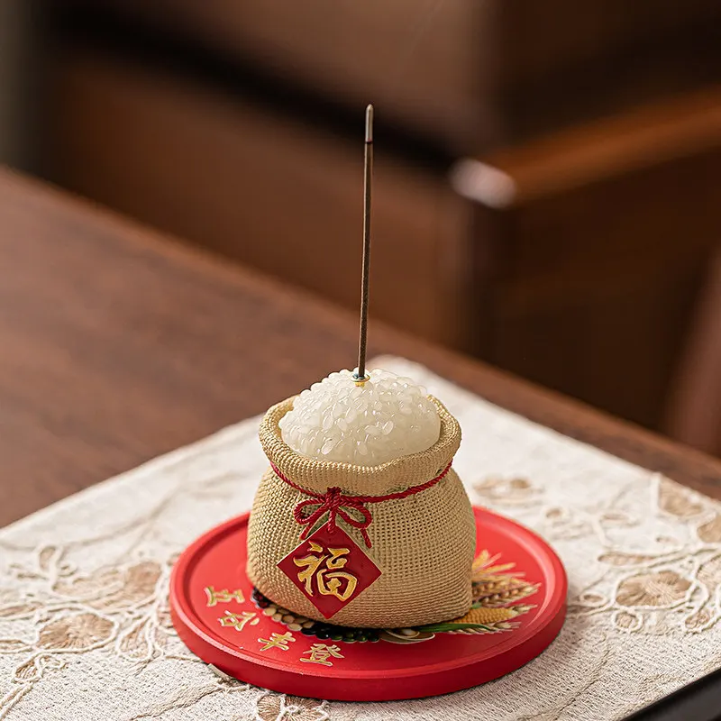 Chinese Style Lucky Rice Bag Incense Holder Traditional Blessing Incense Burner For Home Tea Table Desktop Decor Aromatherapy