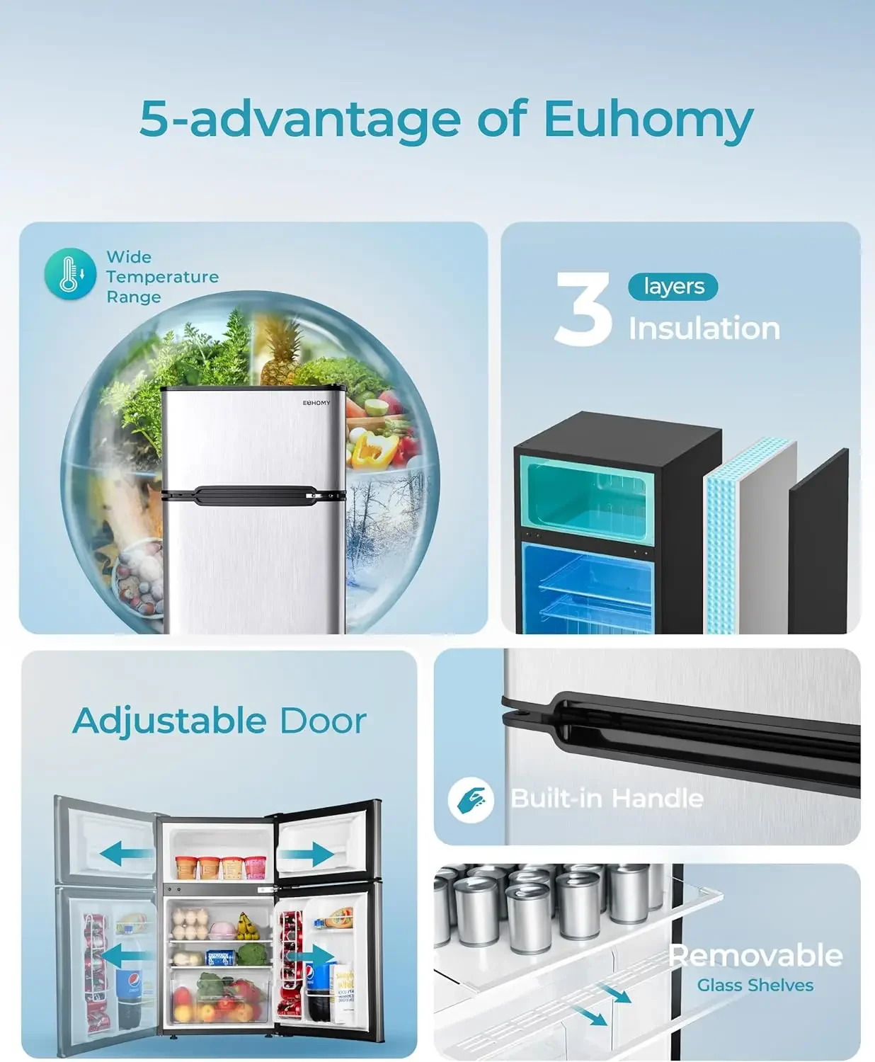 Mini refrigerador con congelador, mini refrigerador de 3,2 pies cúbicos, 2 puertas para dormitorio/dorto/oficina/apartamento: almacenamiento o enfriamiento de alimentos