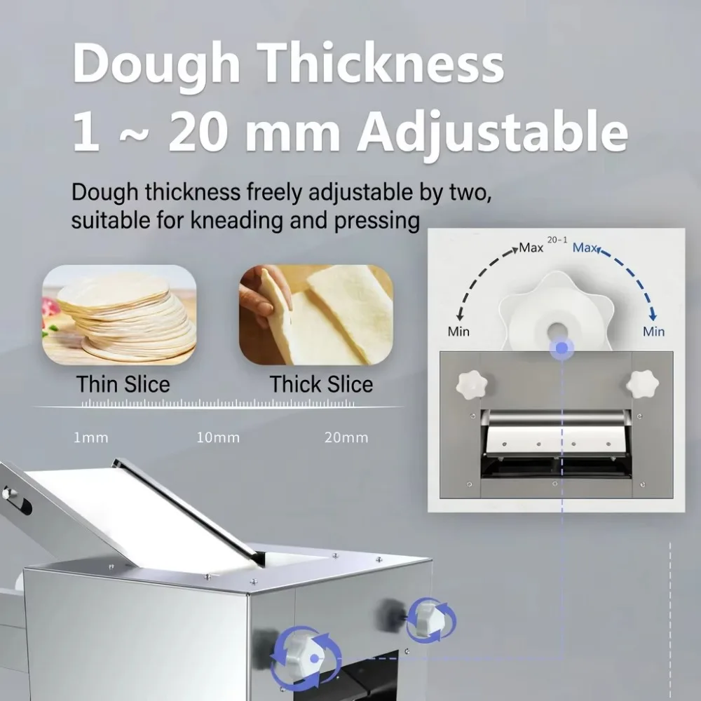 Electric Dough Sheeter Machine Automatic Stainless Steel Bakery Use Adjustable Thickness High Productivity New
