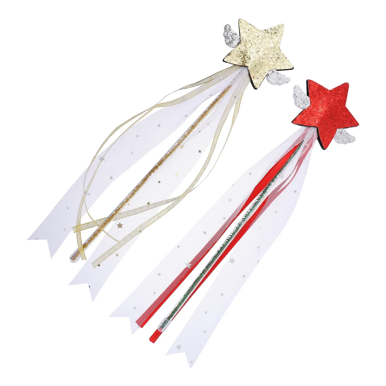 2 قطعة شكل نجمة شبكة الجنية الصولجانات مشرق اللون التصميم الإبداعي حفلة لصالح تأثيري الدعائم أداء الجنية العصي #4