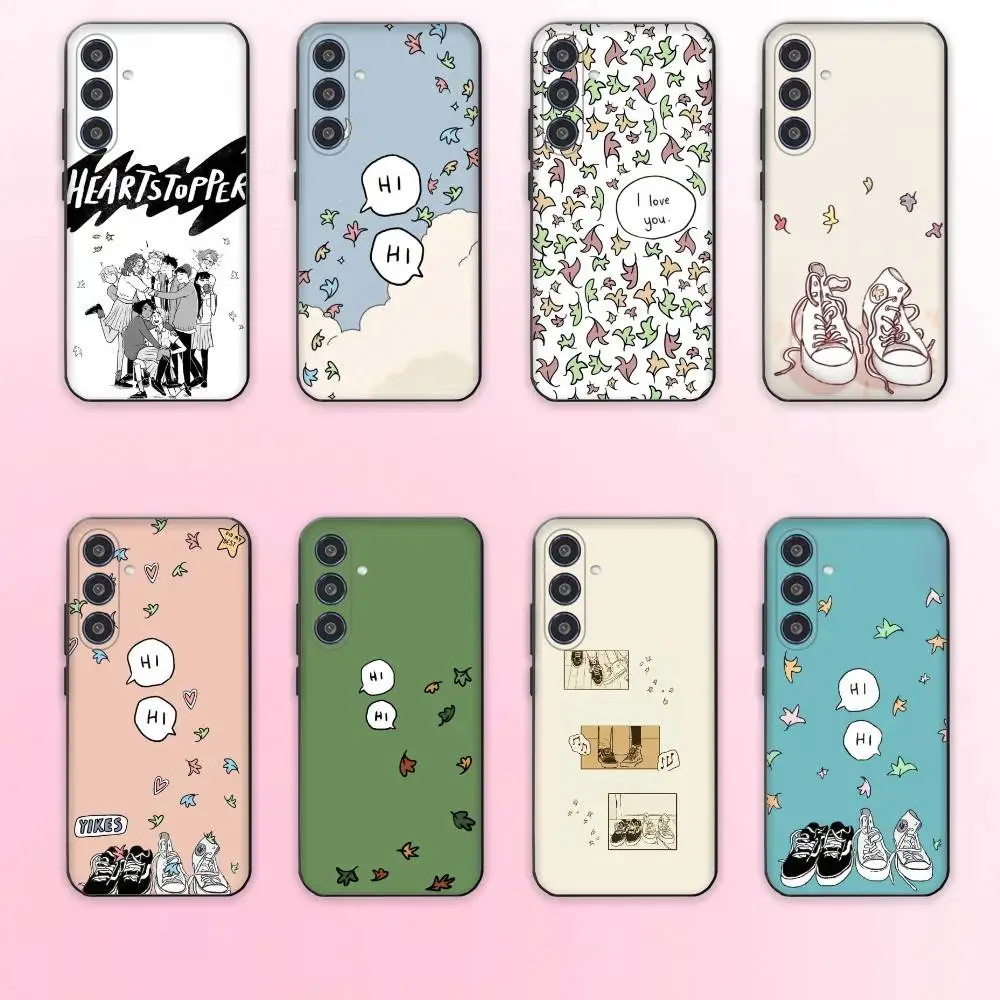 Funda de teléfono Heartstopper Leaves para Samsung Galaxy A73,A72,A71,A70,A53,A52,A51, otras fundas negras suaves