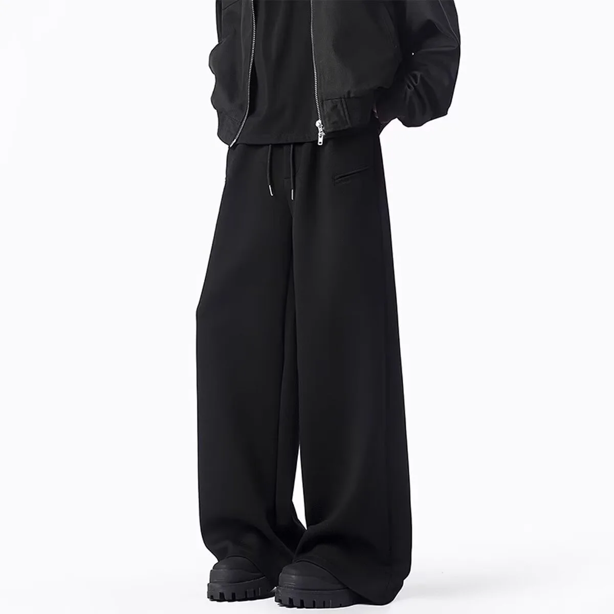 New color blocking curved knife pants men's spring and autumn American style loose wide leg pants high street straight leg pants