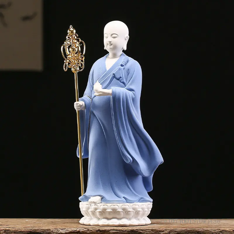 Imagem -04 - Estilo Clássico Chinês Exibição Criativa do Rei Tibetano Figura Porcelana Branca Buda Estátua Decoração de Bodhisattva de pé