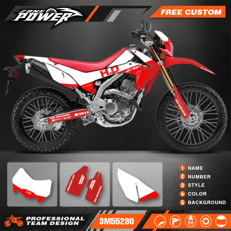 Powerzone Motorcycle Graphic Decal Stickers Kits For Honda CRF250L 2012-2015 2016 2017 2018 2019 2020  Number Name Customize 012