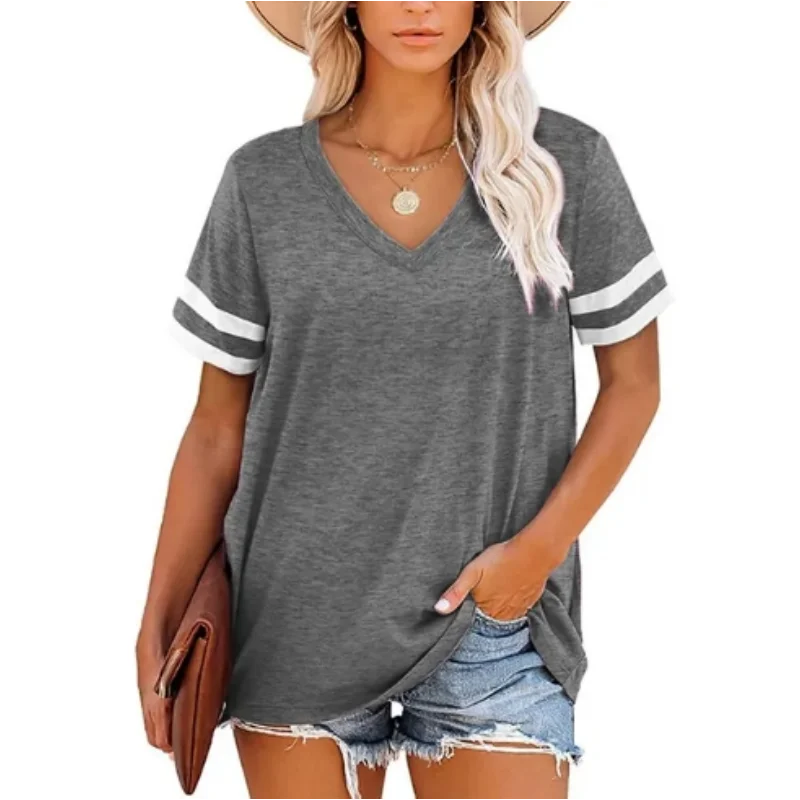 New women's T-shirt top loose casual fashionable commuting style T-shirt summer personalized street fashion women's clothing