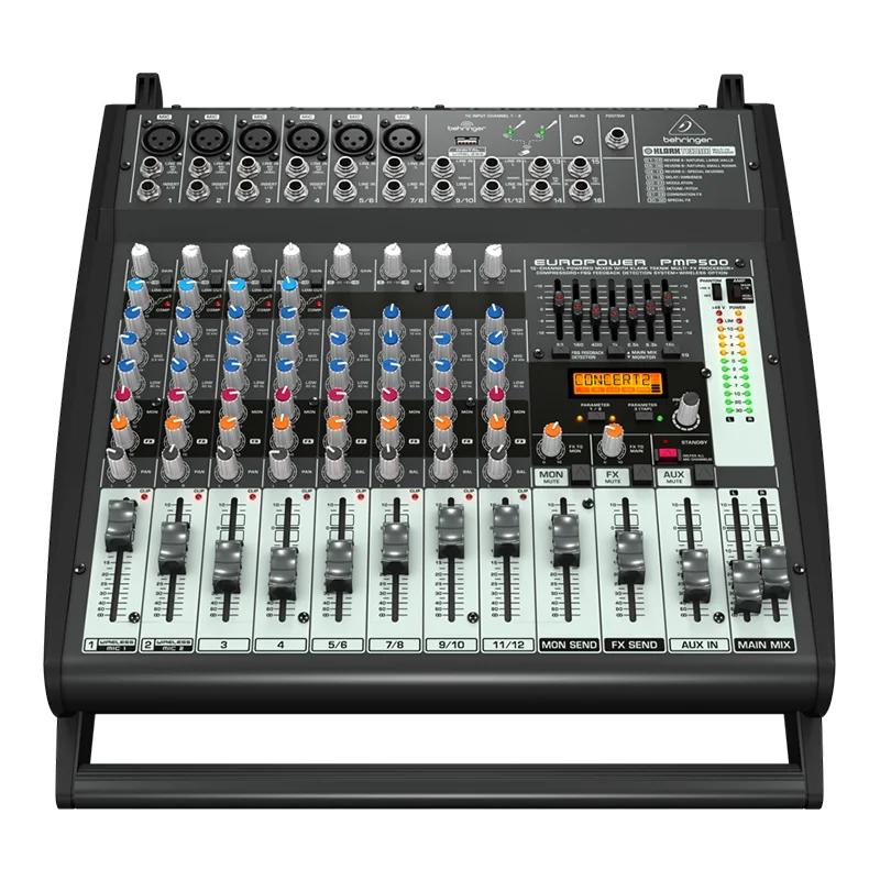 Behringers PMP500 Professional Mixer With Power Amplifier All-in-one With Reverberation Feedback Sound Console