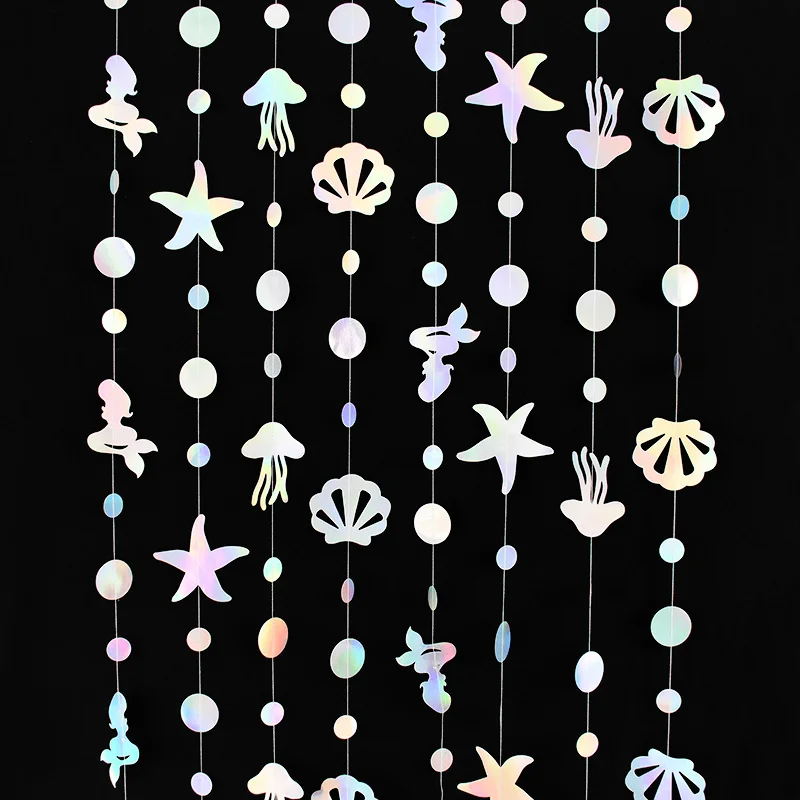 

4.5m Laser Paper Mermaid Banner Wall Hanging Flag Mermaid Birthday Party Decoration Kid Gift Supplies