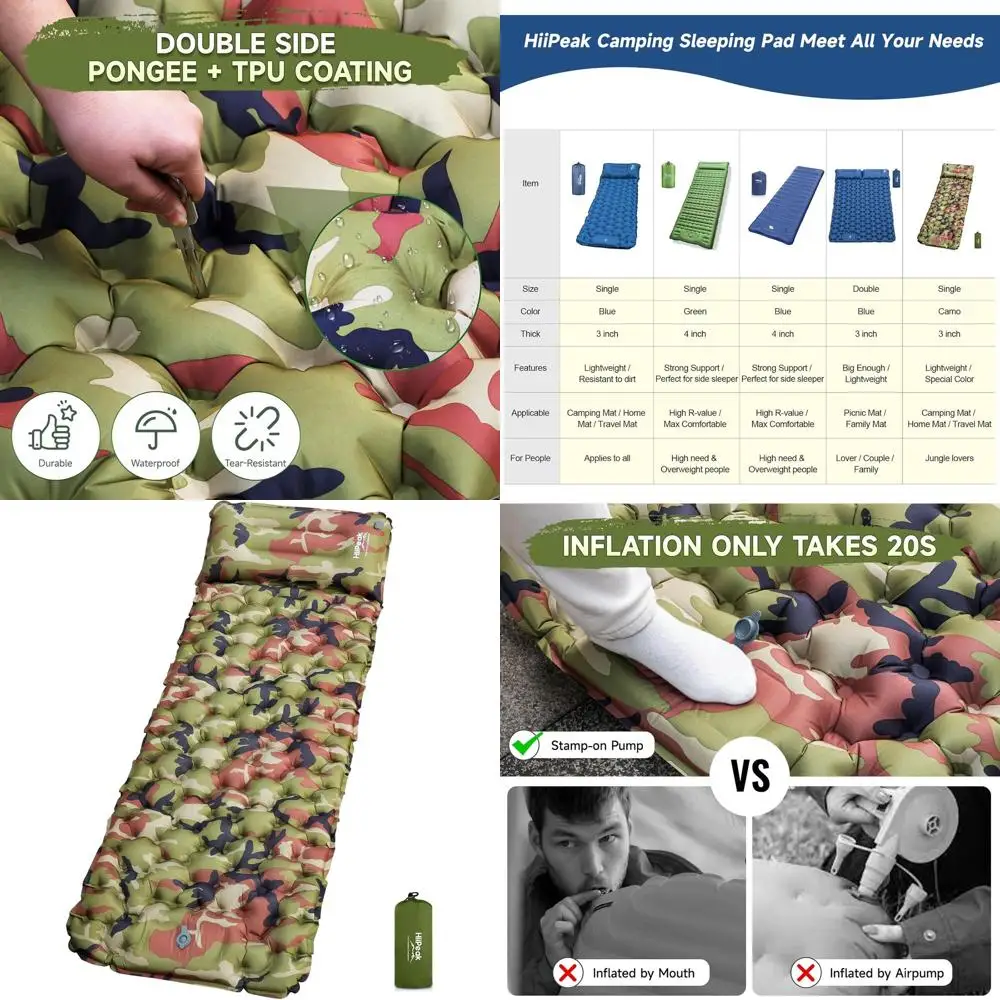 

Ultralight Portable Inflatable Sleeping Mat with Integrated Foot Pump, Waterproof Air Bed for Camping, Backpacking, Hiking, and