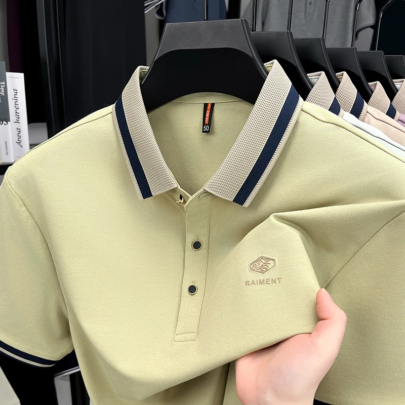 

Luxury men's short sleeve polo shirt summer fashion new style personalized flip collar high-end customization cotton top T-shirt