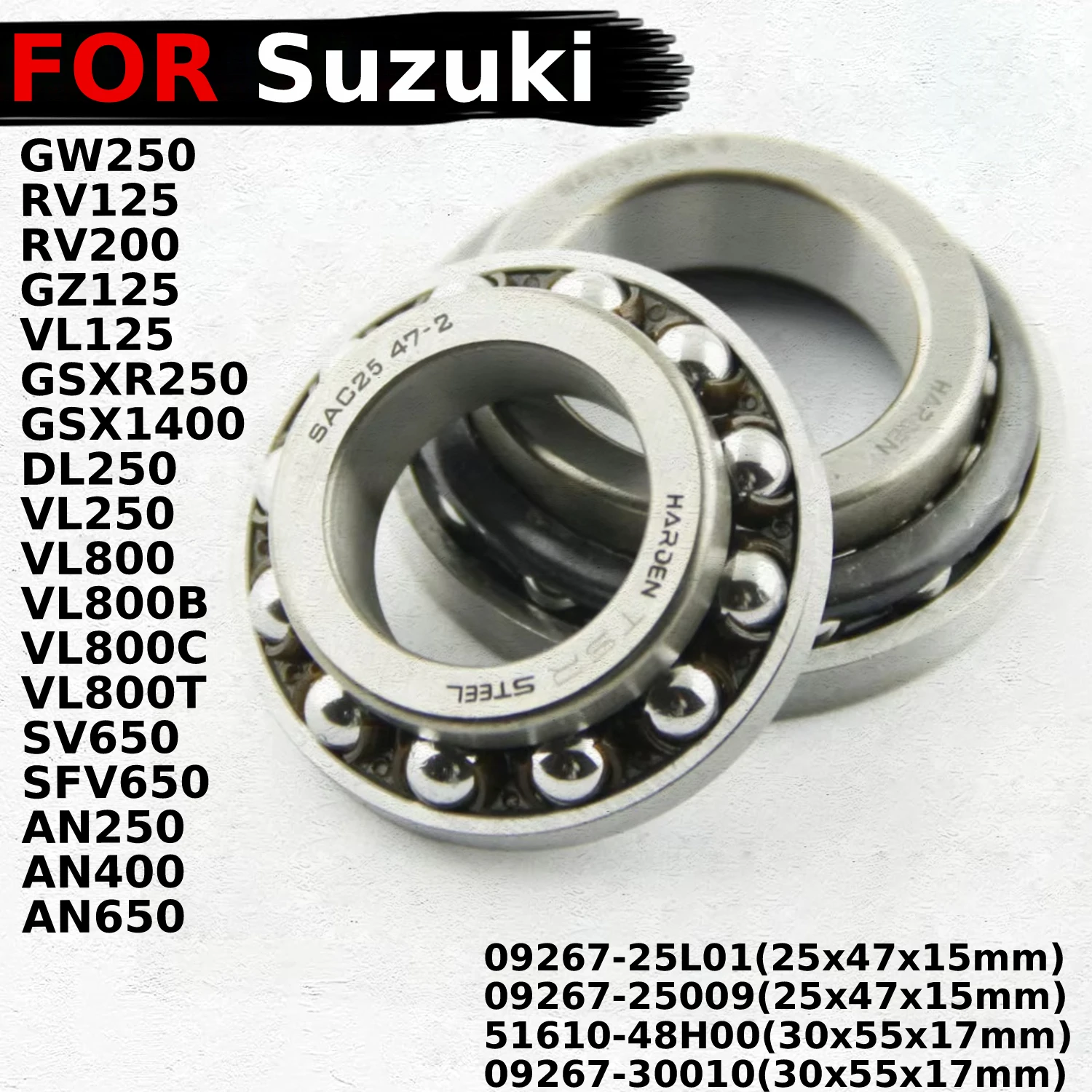 

Motorcycle Steering Stem Bearing Head Pipe Kit For Suzuki GW250 Inazuma RV125 RV200 VanVan GSXR250 GSX1400 DL250 SV650 Parts