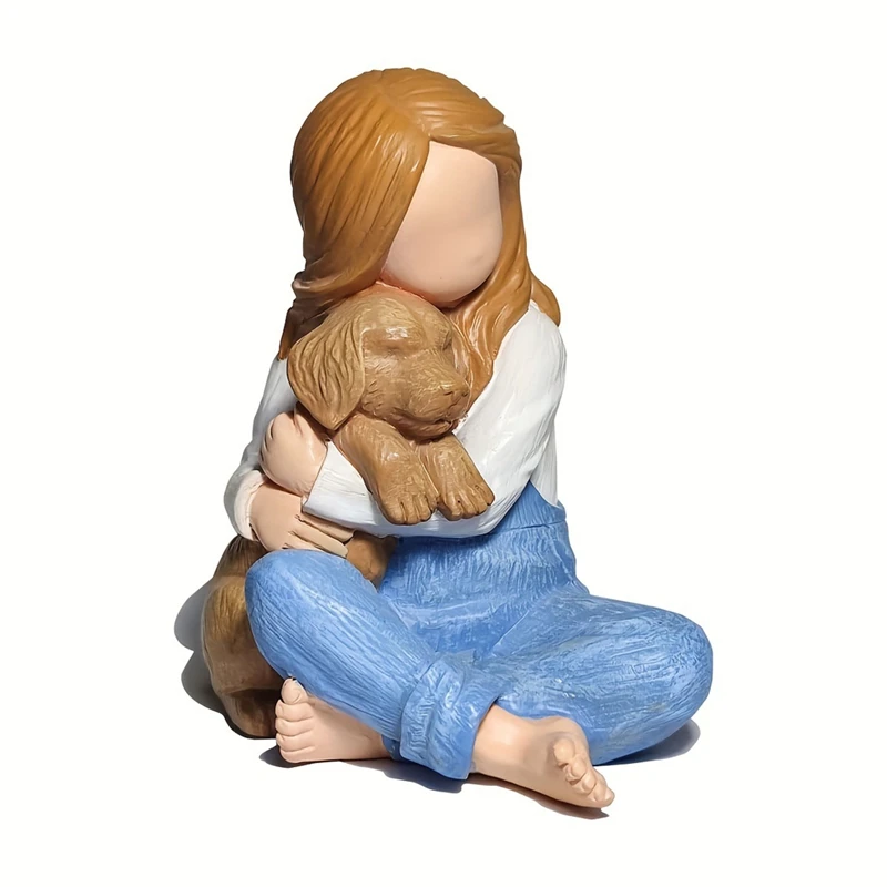 Love My Dog Figurines Statues, Dog Angel Friendship Remembrance Gifts,Sculpted Hand-Painted Figures For Dog Lovers