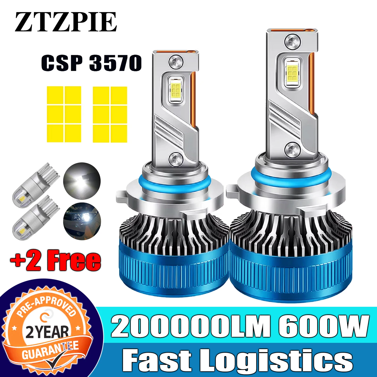 ZTZPIE 6000K HB3 HB4 9005 9006 H1 H7 H4 H11 Lupa Bulb Canbus Led Lamp CSP 3570 High Power Car Headlight Fog Light 600W 200000LM