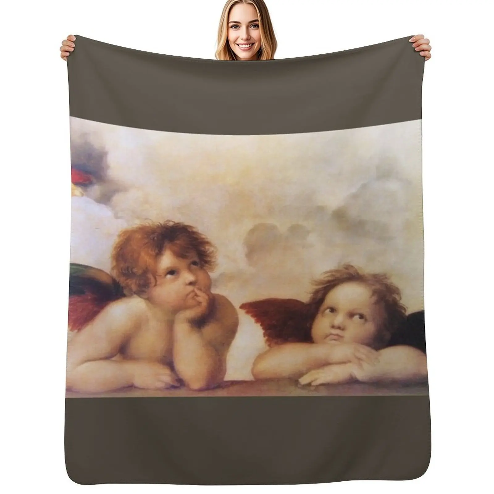 

Raffaello - Madona Sistina Angels Throw Blanket for winter Decorative Sofas Fashion Sofas Kid'S Blankets