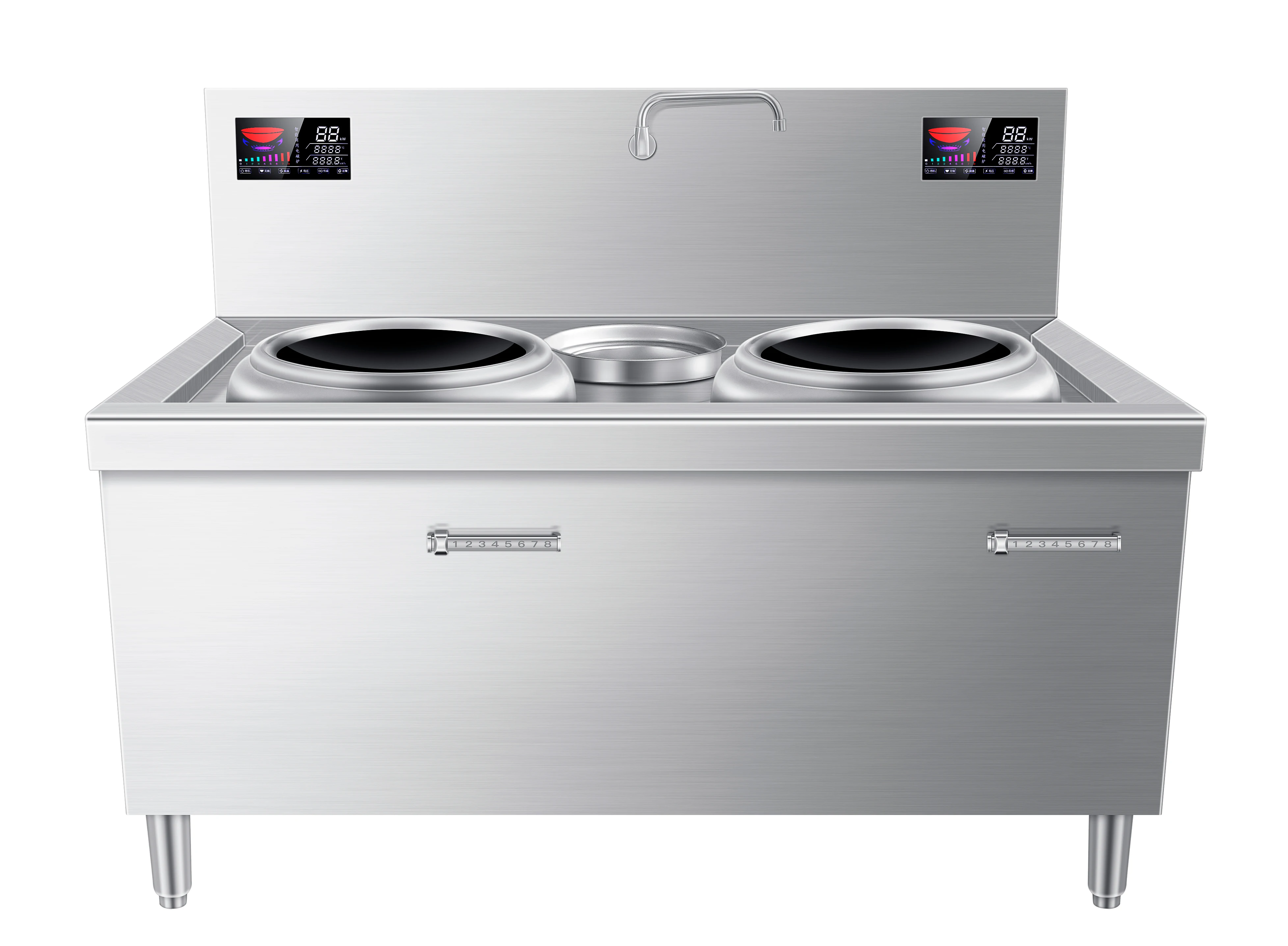 الموقد التعريفي الهجين اثنين الموقد مقعر طباخ كهربائي التعريفي موقد التجاري عالية الطاقة التعريفي طباخ