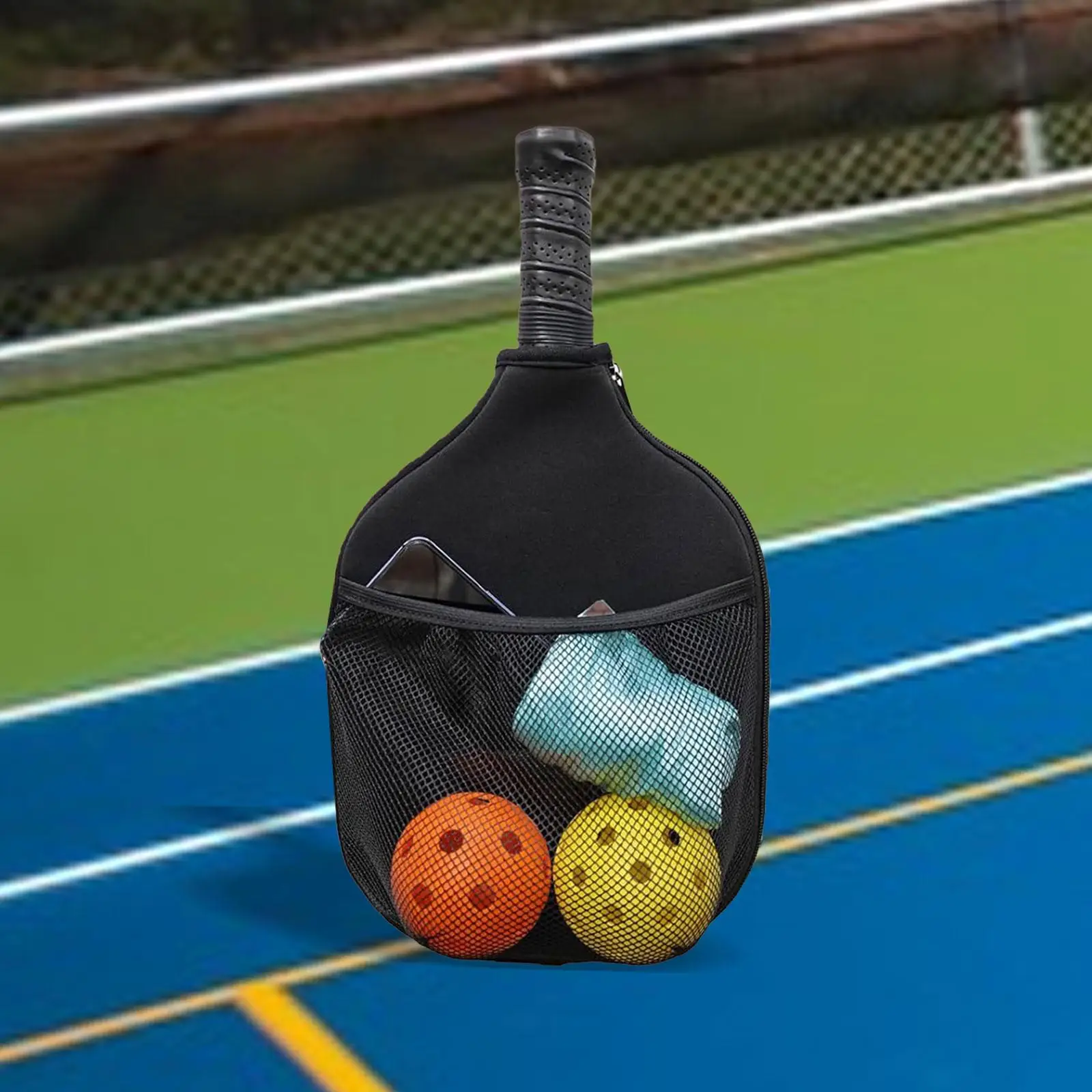 Black Neoprene Pickleball Tennis Shoulder Bag Crossbody Sling Sports Racket Storage for Outdoor Activities
