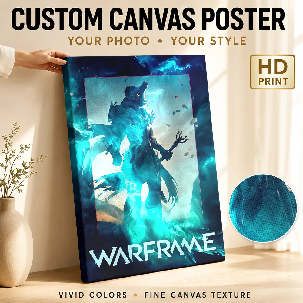 Warframe Energy Aura Character Canvas Print Posters Sci Fi Style Wall Art With Customized Photo For Man Cave Ideal Tech Fan Gift