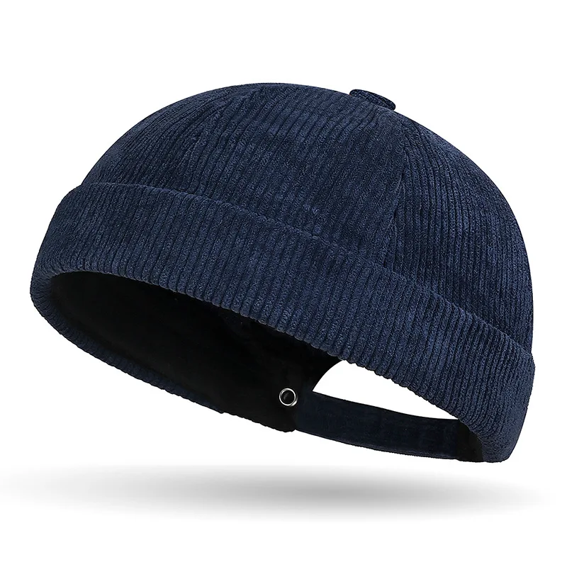 Unisex-Mütze aus dickem Cord ohne Krempe, einfarbig, Tang-Kappe, Street-Hip-Hop-Vintage-Mütze für Damen und Herren, Fahrradkappen – Detail 1