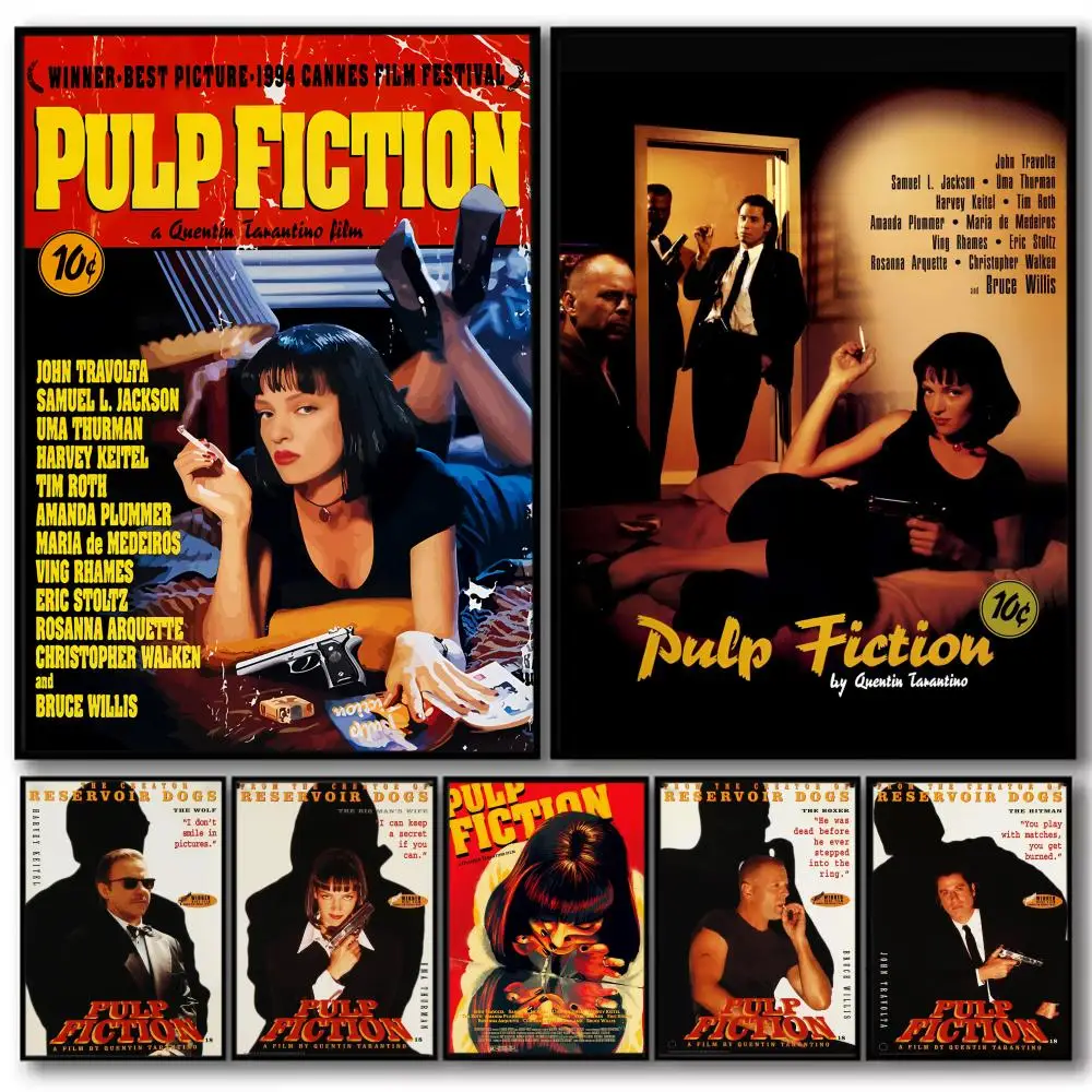 Classic Movies P-Pulp F-Fiction Poster Decorative Wall Art Stickers Mural Photo Print for Home Living Room Hallway Decor Gift