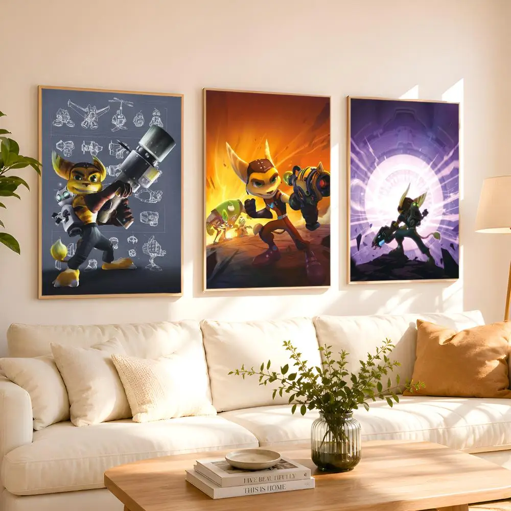 Ratchet N Clank Cartoon Fan Art Poster 1PC HD Matte Peel And Stick Wall Decor For Bedroom Living Room Dorm Office