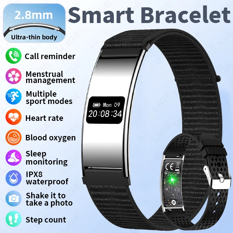 

Call Reminder Smart Bracelet Heart Rate Stress Monitor Waterproof Sport Band Fitness Tracker Pedometer Smart Watch with 2 Straps