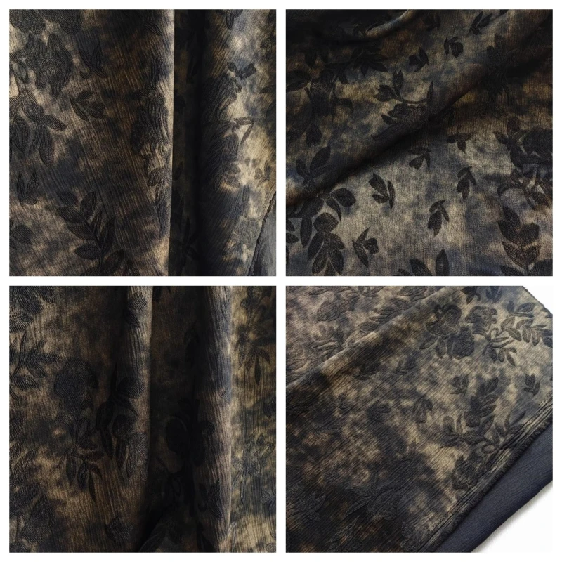 

Черное золото, жаккардовая ткань с темным узором, китайский стиль, ретро, бронзовый узор, куртка, дизайнерская ткань, ткань для шитья своими руками