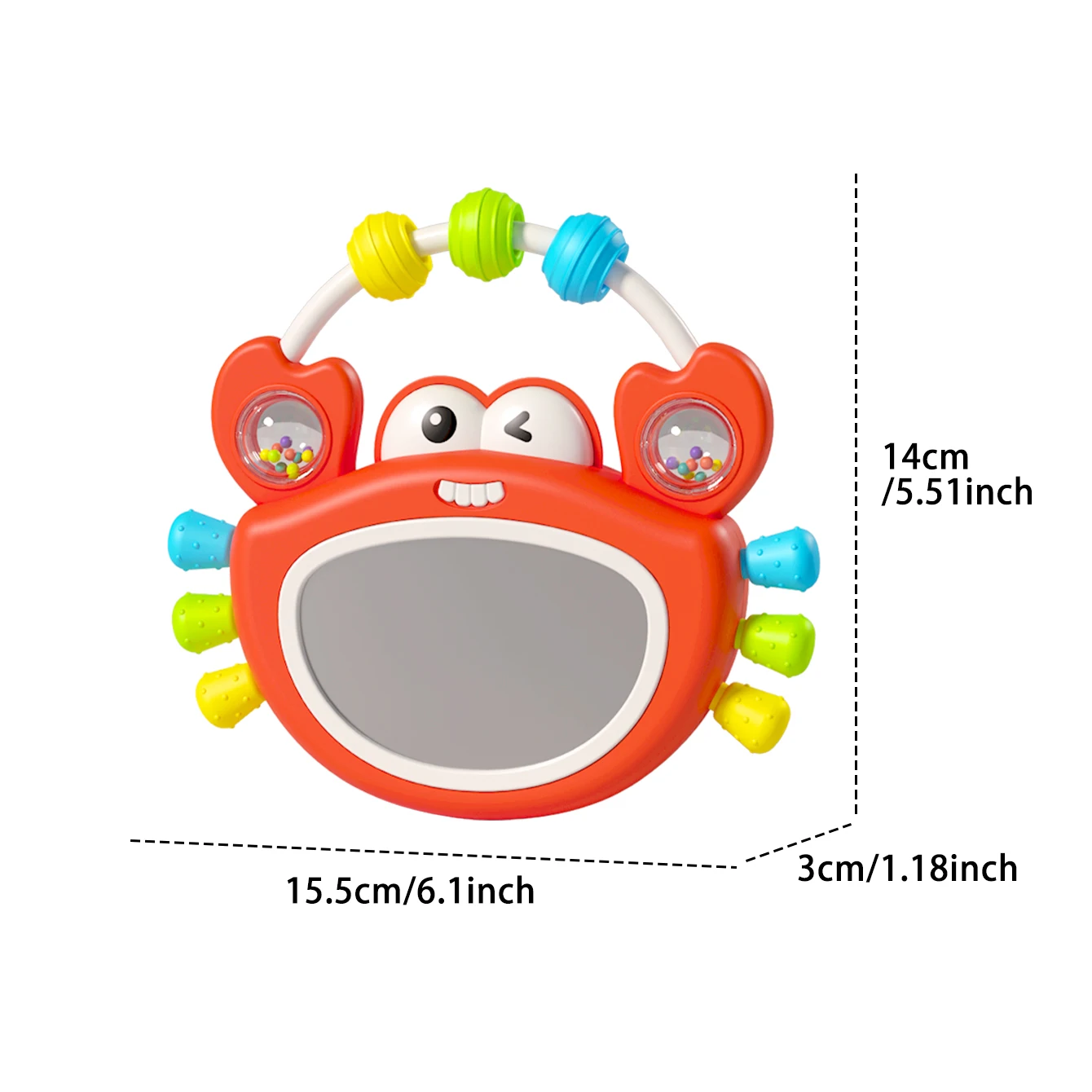 Infant-Friendly Cute Music Crab Rattle Toy - Children's Festival Gift - Early Education Sound and Light Music Mirror Rattle.