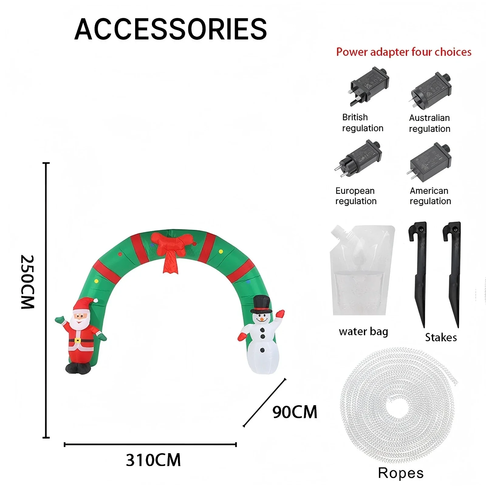 Arco inflable de decoración de patio con luz LED de 10,2 pies, Papá Noel, muñeco de nieve, juguete, suministros de Navidad, adornos para el hogar, regalo de vacaciones de Navidad