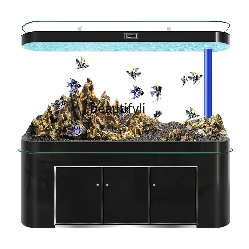 Living room small and medium-sized new double round wall large bottom filter ecological landscaping Jinlong fish tankAA