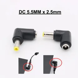 DC Power Adapter Connector 5.5mm x 2.5mm Male Plug Right Angle To 5.5x 2.5mm Female For Laptop
