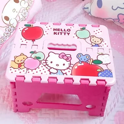 Sanrio Hello Kitty Folding Chairs Mini Cute Chair Anime Kit Portable My Melody Aldult Chair Thicken Low Stool Children Gift