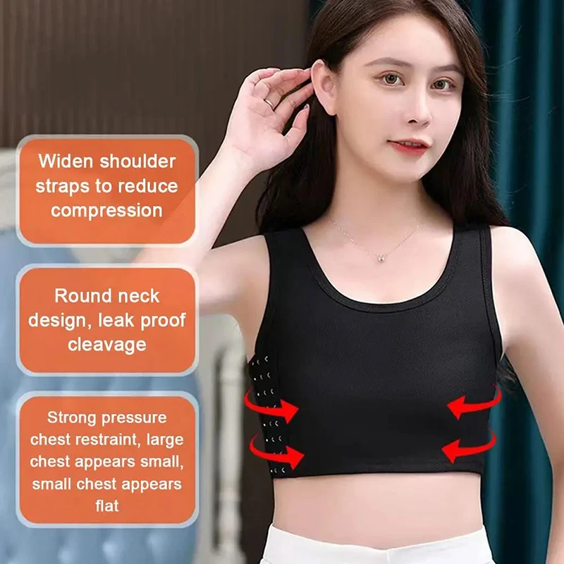 Women Breathable Short Vest Tops Chest Breast Binder Side Buckle Underwear Tank Tops Wireless Chest Wrap Bandage